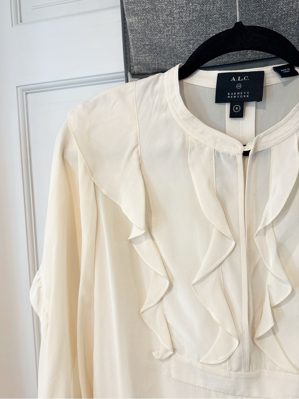 A.L.C x Barney’s Cream Mendel Silk Ruffle Blouse 8 - Picture 4 of 6